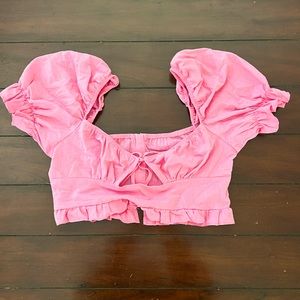 Pink tied crop top🩷